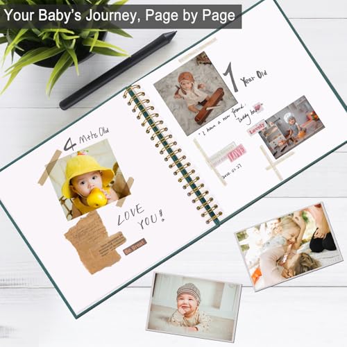10 x 10 Inch Scrapbook Photo Album, Hardcover Kraft White Pages Arch Window Photo, Memory Book Linen Cover for Photos, Scrapbook Albums for Travel, Wedding Anniversary Christmas Baby 40 Pages, Green - color: Green, size: 10 Inch 40 Pages