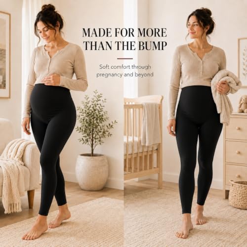 Sunzel Maternity Leggings, Over Belly Pregnancy Yoga Pants, Buttery Soft - color: 28" Black, size: Small
