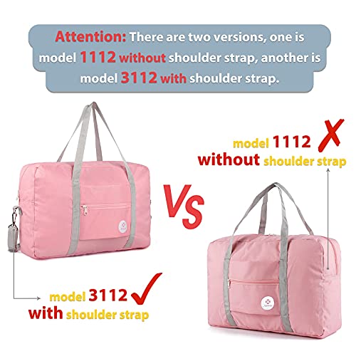 Narwey Personal Item Travel Bag, Foldable Carry on Duffle Bag for Women Men - color: BA-Pink, size: without Shoulder Strap
