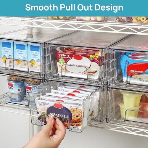 Vtopmart 4 Pack Stackable Clear Drawer with Dividers - size: 4Pack 4.4"H-with Dividers