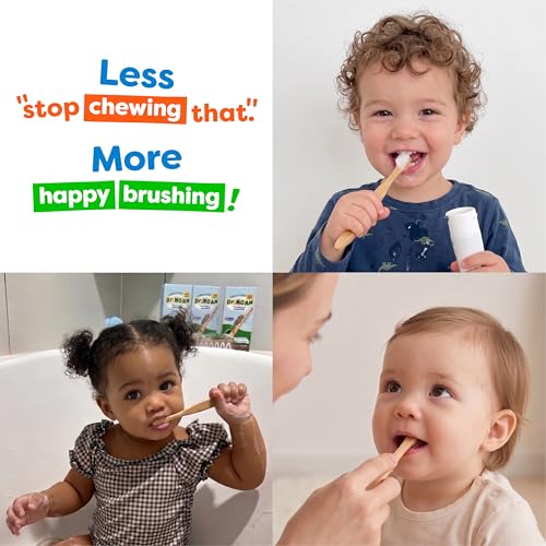 Dr. Noah Microplastic-Free Bamboo Baby Toothbrush, Dentist Designed, 4 Pack