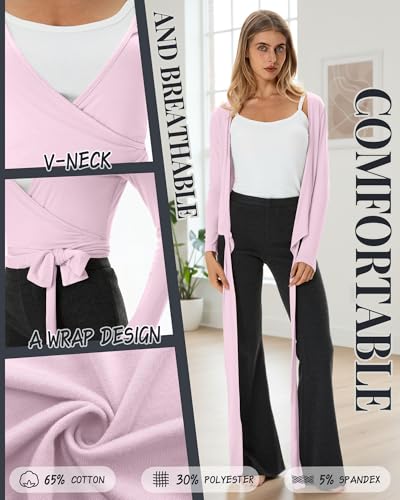 Oakgarden 3 Pack Womens Pilates Ballet Wrap Tops Front Tie Shirt - color: Black, Beige White, Pink, size: X-Large