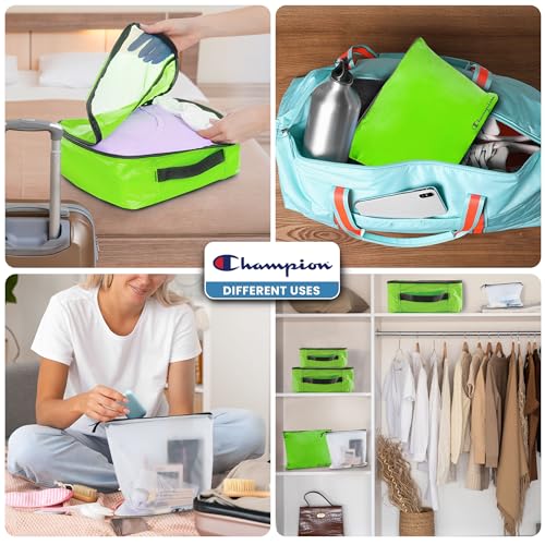 Champion Packing Cubes for Travel - 6 Piece Organizer Set, Carry-On Ready - color: Green