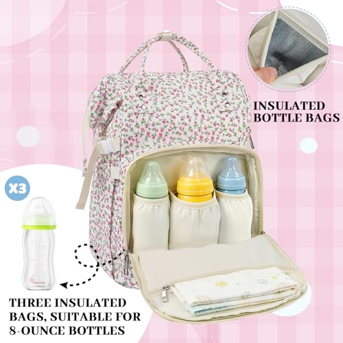 Diaper Bag Backpack,Baby Diaper Bag for Mom,Large Capacity Travel Nappy Bag - color: Pink