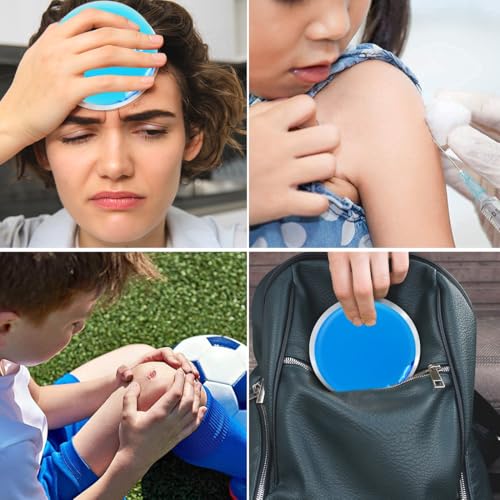 Gel Ice Pack Round Reusable Ice Packs for Injuries Hot and Cold Compress Pain Relief and Swelling Reduction 4 Pcs with 2 Covers