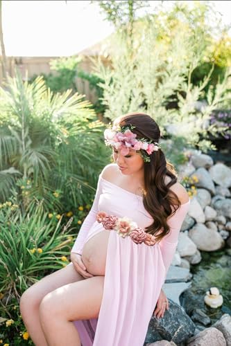 Mommy Jennie Maternity Pregnancy Sash Belt with Flower Floral - color: B-shell & Snow