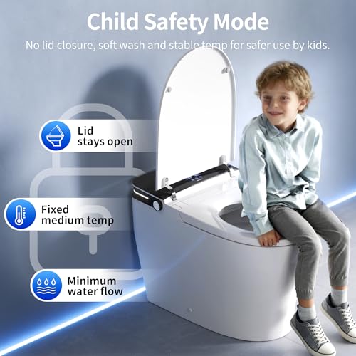 DeerValley Bidet Toilet, 1000g MaP Auto Flush, Foam Shield, ADA Seat Height - color: Solid White