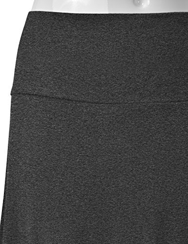 EIMIN Women's Solid Flared Lightweight Elastic Waist Classic Midi Skirt (S-3XL) - color: Est001_charcoal, size: Small