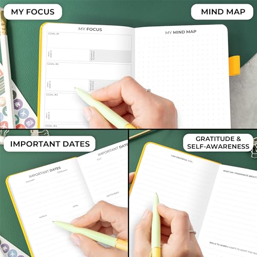 Clever Fox Pocket Planner, Mini Undated Weekly Calendar, Small Amber Yellow - color: Amber Yellow, size: Pocket size (3.7" x 6.7")