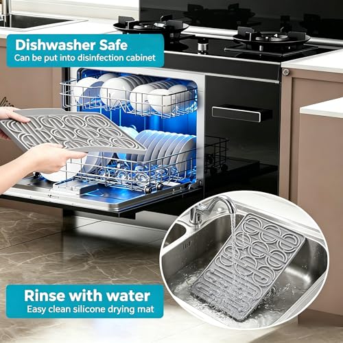 Silicone Baby Bottle Drying Mat, 20 Slots, BPA-Free Non-Toxic, Dishwasher Safe, Foldable Space-Saving Design for Nursery, Kitchen & Travel (Silicone Drying Mat)