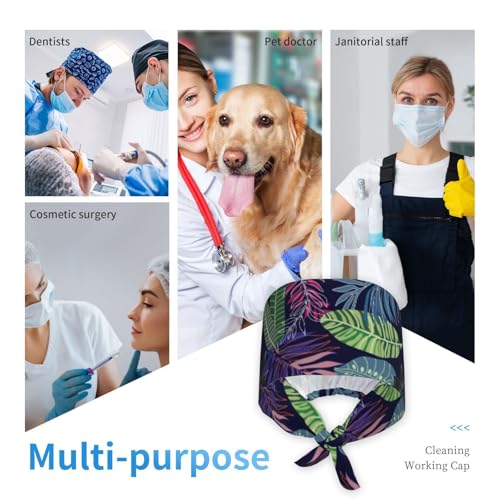 Jedenkuku Working Cap Surgical caps with Sweatband Adjustable for Men Women - color: Black12