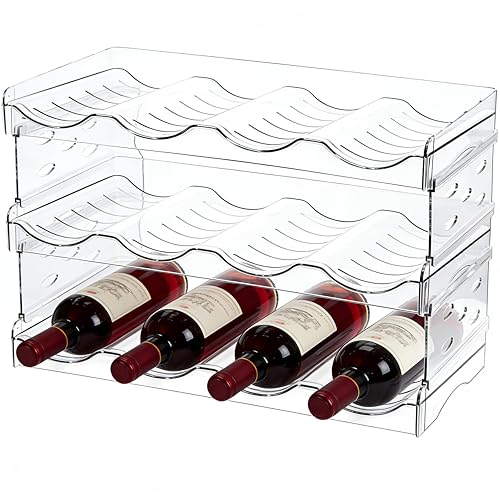 Stackable Wine Rack,Wine Bottle Holder for Inside Cabinet,for Pantry,Refrigerator,Countertop Organization-3 Tiers for 12 Bottles - size: 3 Tiers for 12 Bottles