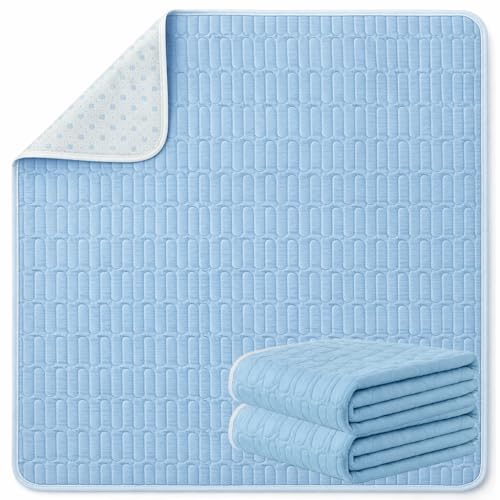 2 Pack 30” x 48” Extra Heavy Absorbency Washable Underpads, Waterproof Quick Drying Nursing Incontinence Reusable Washable Bed Pee Pads for Dogs, Diaper Changing & Adults