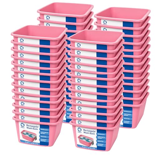 Vakly 7 Qt Plastic Wash Basin, Rectangular, Graduated, 50 Pack
