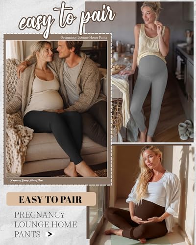 3 Pack Women's Maternity Pants Home Lounge Pajamas - color: Black, Heather Gray, Coffee, size: Small