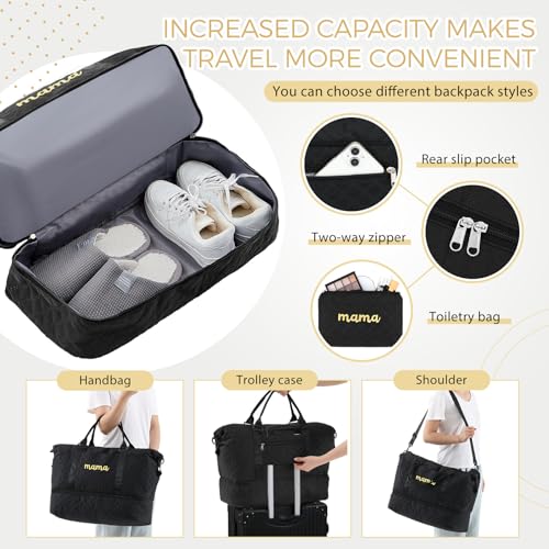 Dansydaisy Mama Hospital Bag for Women Labor Delivery,Black - color: Black, style: Mama