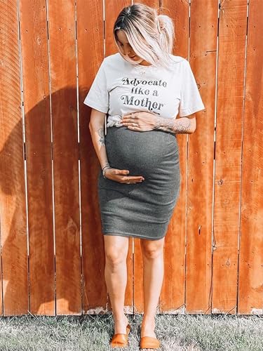 Ecavus Maternity Tank Dress, Maternity Bodycon Dress with Side Ruching - color: Dark Grey, size: Medium