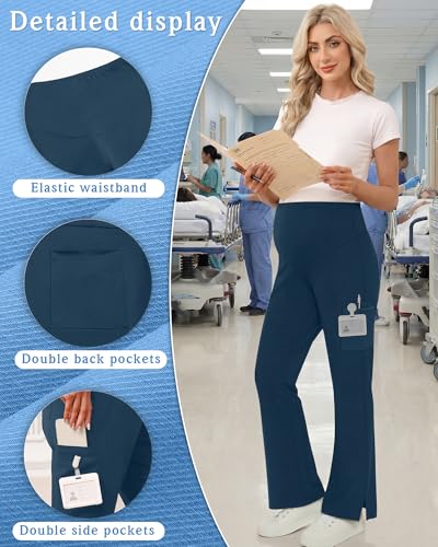 Women's Maternity Scrub Pants - color: Teal, size: Small