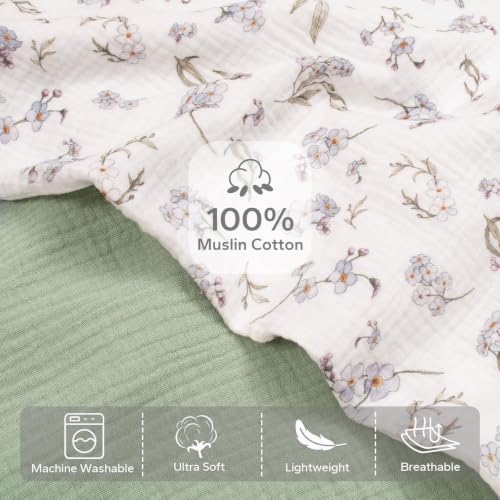 FUNUPUP Muslin Nursing Pillow Cover Replacement, Green&Leaves - color: Green&leaves