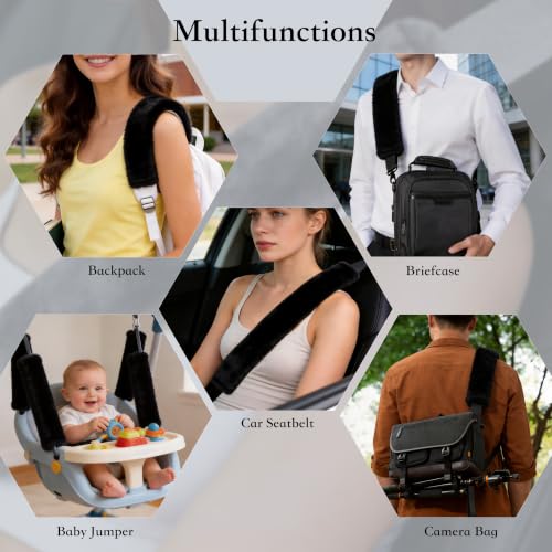 Amooca 25.6in Extra Long Furry Universal Car Seatbelt Cover Shoulder Pad - color: Black, size: 25.6in 1pack
