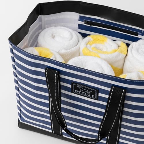 SCOUT Original Deano Tote - Durable Lightweight Open Top Beach, Pool & Lake Bag, Inside Zip Pocket, Folds Flat - color: Montauk Mint