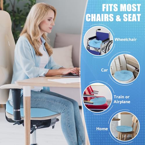 BlissTrends Donut Pillow Seat Cushion, Memory Foam Lifting Cushions - color: Light Blue, size: XX-Large