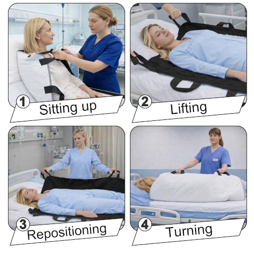 SPRING SEAON Positioning Bed Pad with 8 Handles and 4 Soft Handle Pads - color: Black