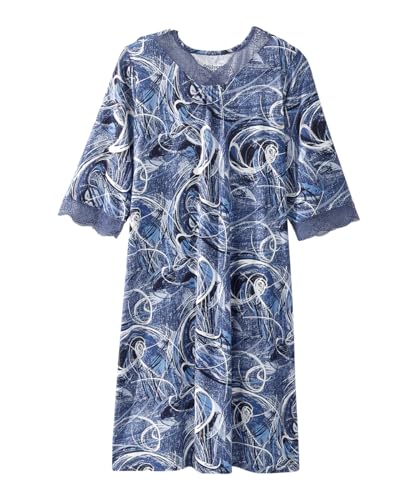 Silverts Women's Adaptive Open Back V-Neck Nightgown, Assisted Dressing - color: Blue Swirl, size: X-Large