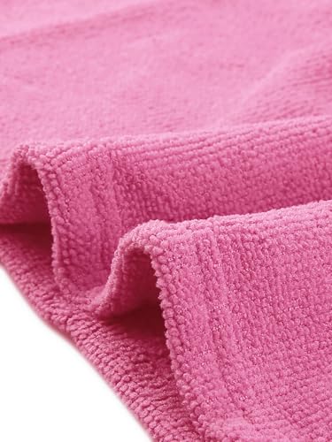 cheibear Women Terry Towel Dress Wrap Bathrobe with Pockets Headband - color: Rose Pink, size: Small