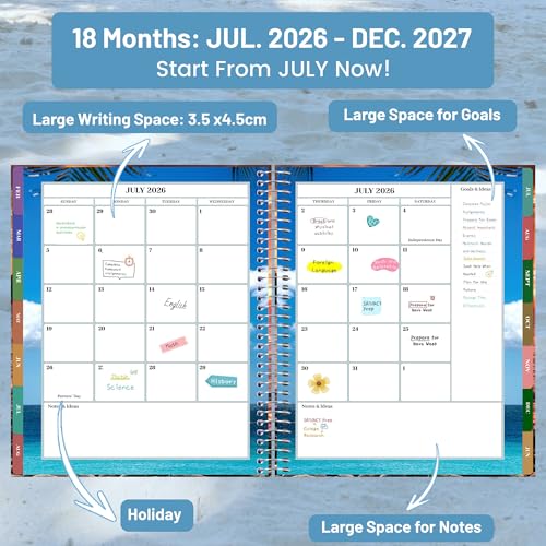 CAGIE Planner 2026-2027 Weekly and Monthly,18 Month (Jul. 26-Dec. 27) - color: Blue
