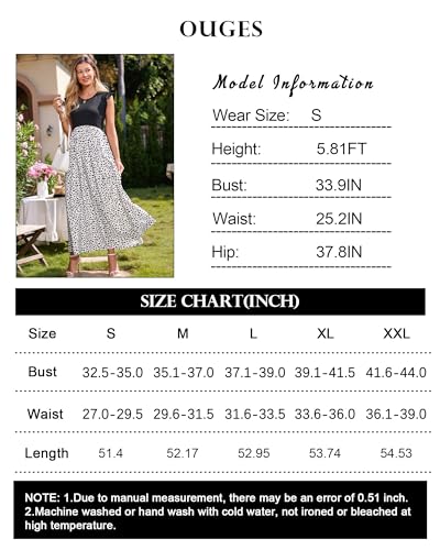OUGES Women's Ruffle Sleeve Patchwork Maternity Maxi Dress with Pockets - color: White Leopard, size: Medium