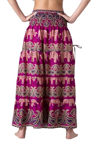 Long Skirts Tiered Maxi Boho Skirt - color: Gypsy Purple, size: Large-X-Large