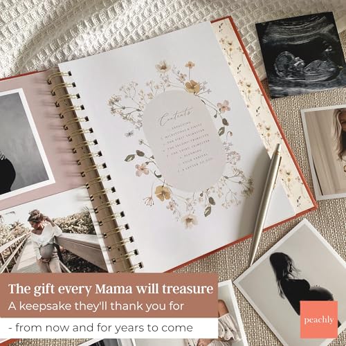 Peachly Pregnancy Journal for First Time Moms - Linen Memory Book (Rust) - color: Rust