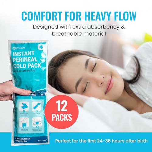 ICEWRAPS Instant Cooling Pad for Postpartum - 2-in-1 Maternity Pad, 12 Pack