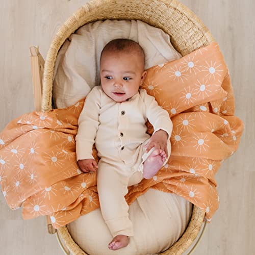 Organic Baby Muslin Swaddle Blankets for Boy or Girl - Sun and Rainbow Swaddling Blanket 2 Pack - Soft Muslin, XLarge and Breathable, Boho Baby, 47" X 47" - color: Rainbow, Sun