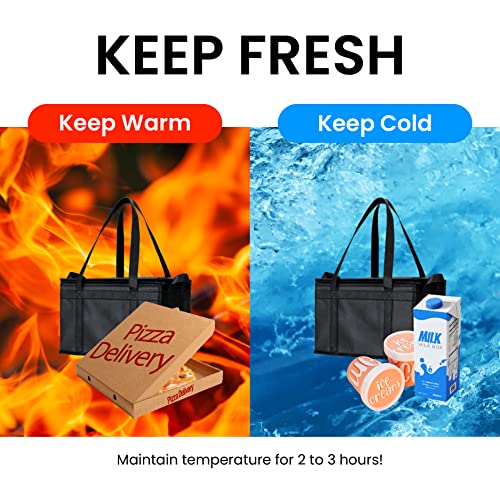 NZ home Insulated Food Bag, Portable Cooler Tote (Large, Black, 2 Pack) - color: Black, size: Large