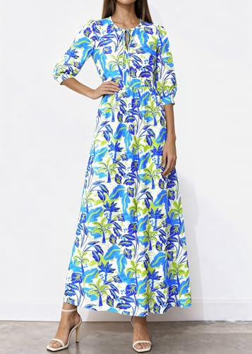 KIRUNDO Maxi Dresses for Women 2026 3/4 Sleeve Summer Dress - color: Blue Green, size: Medium