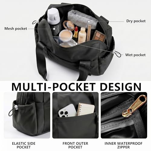 Mini Waterproof Gym Duffel travel Bag for Women(Black) - color: Black