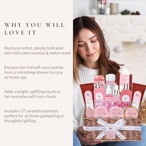 Gift Baskets for Women, Spa Gifts for Women, 17pcs Coconut Spa Gift Set