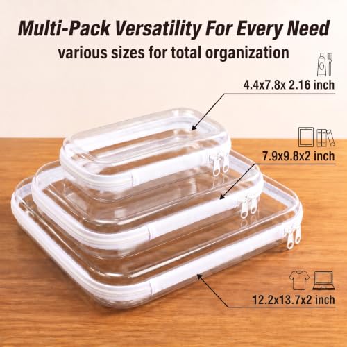 Clear Hard Shell Zipper Case, 6 Pack Diaper Bag Organizer Pouches Set