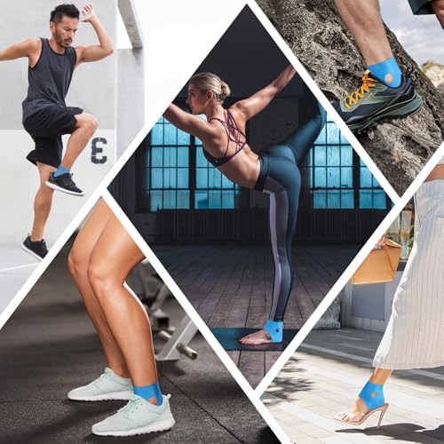 KTQUICK Precut Kinesiology Tape for Ankle,12 PCS,20% Stronger Adhesive,Blue - color: Blue, size: 12PCS