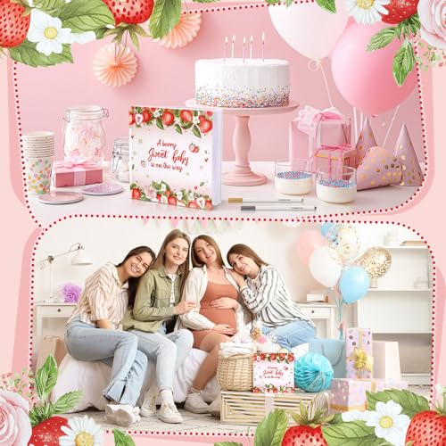 Strawberry Baby Shower Guest Book with 2 Markers - style: Strawberry