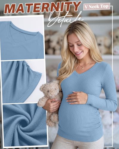 4 Pack Women's Maternity Shirts - color: Light Blue, White, Light Gray, Black, size: XX-Large