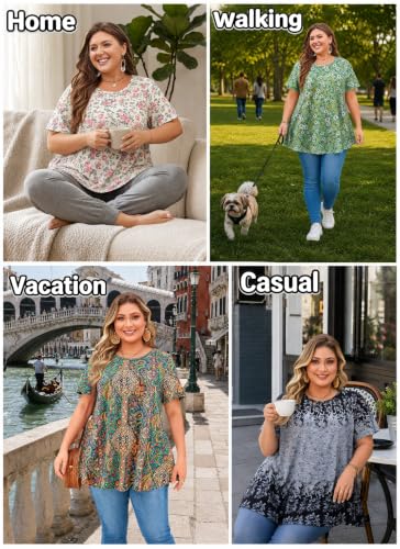Womens Plus Size Tunic Tops Swing Summer Casual Flowy Blouses - color: American Flag Tops Navy Red, size: 3X-Large