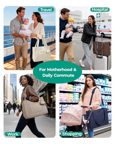 BAGSMART Diaper Bag Tote Puffer Baby Bag Lightweight for Travel, Work - color: Coffee