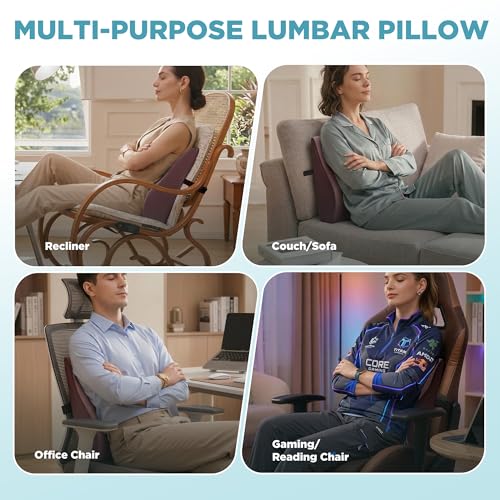 Dual-Layer Memory Foam Lumbar Support Pillow for Recliner, Coffee - color: Coffee
