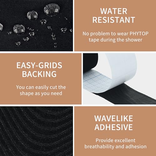 Muscle Kinesiology Tape 2 Rolls Black Uncut for Sports Recovery - color: Black