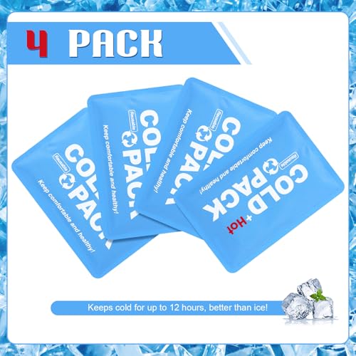 4 Pack Reusable Soft Ice Packs for Coolers Lunch Boxes Slim Ice Packs Bulk Flexible Gel Freezers for Cooler Bags Backpacks Cooling Beach Camping Office