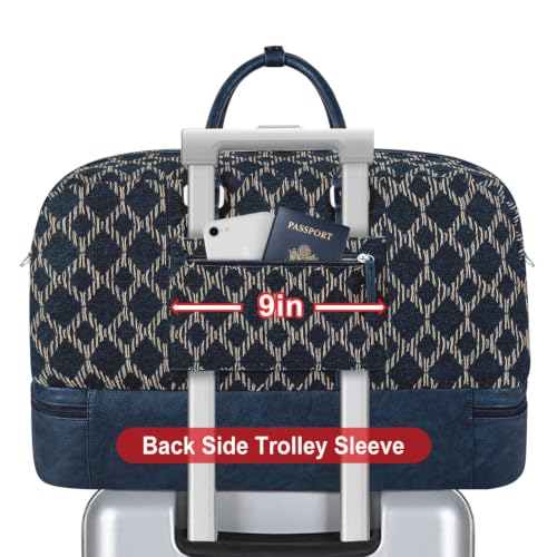 IBFUN Weekender Bags for Women, 3PCS Travel Set with Shoe Compartment 21.6 - color: A16-blue+blue