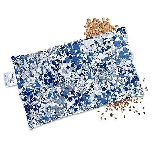 SacksyThyme Microwave Heating Pad for Pain Relief, Flaxseed & Cherry Pit Herbal Heating Pad, Hot Cold Therapy (Indigo) - color: Indigo